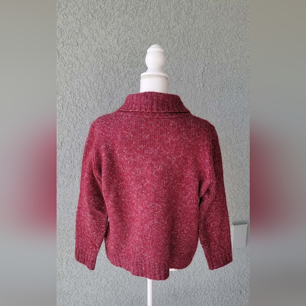L.L. Bean Women's Burgundy Cowl Neck Sweater Wool Blend - Picture 3 of 4